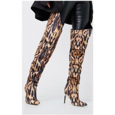 over the knee leopard print boots